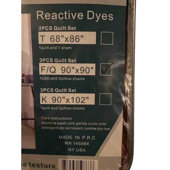 Priscilla 3 Piece F/Q Quilt Set Cotton Soft 2 Pillow Shams 90" x 90” - Picture 4 of 4